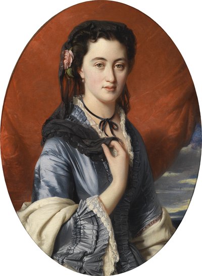 Retrato de una dama con rosas en el cabello de workshop of Franz Xaver Winterhalter